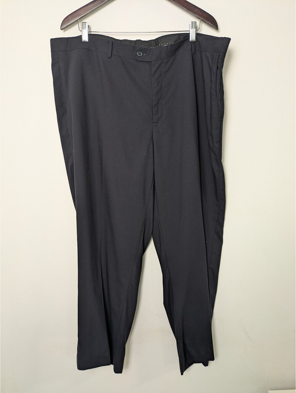 Andrew Fezza Men's Navy 100% Wool Dress Pants – Size 48 Waist Tailored Trousers
